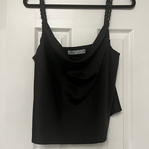 Zara matte black chain top